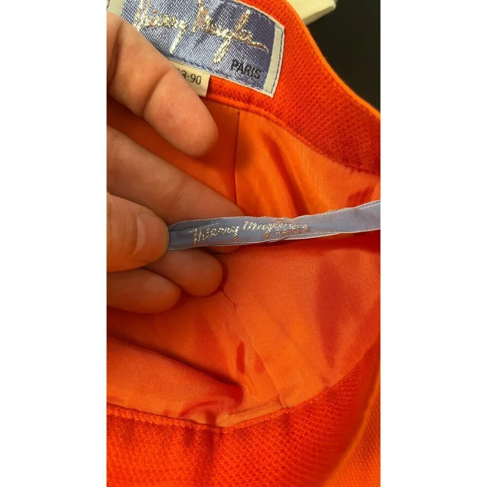 THIERRY MUGLER ORANGE BODYCON MINI SKIRT - Picture 7 of 8